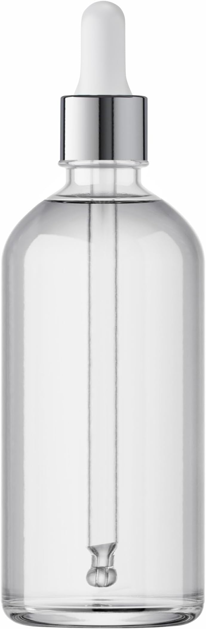 100ml Clear/Transparent Glass Dropper Bottle With Silver Dropper, Refillable, Reusable For Essential Oils, Blends, DIY Face Oil, Serums & Perfumes Set of 2