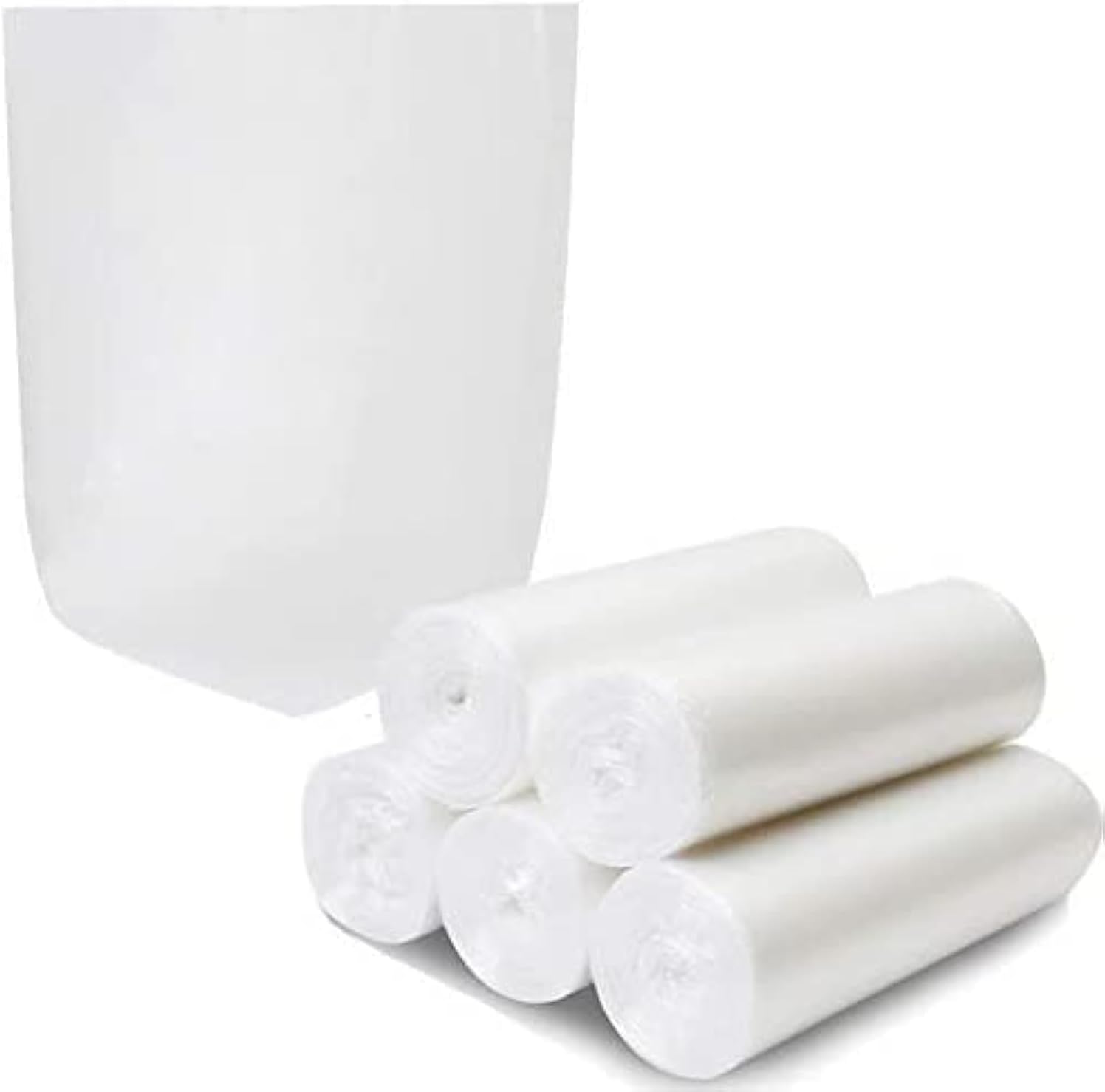 Small Trash Bags 4 Gallon Garbage Bags Waste Basket Bin Liners Bags For Bathroom, Kitchen, Office, Home Bedroom,Car- Clear White (125 Count)