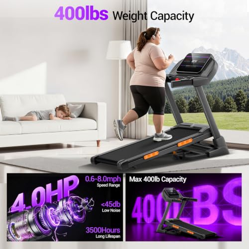 Image of LONTEK Electric Treadmill with 2%-20% Automatic Incline, 400lbs Capacity | 4.0HP Quiet Brushless Motor, Perfect for Home Office Workouts, Running, Jogging, Aand Daily Fitness Routines