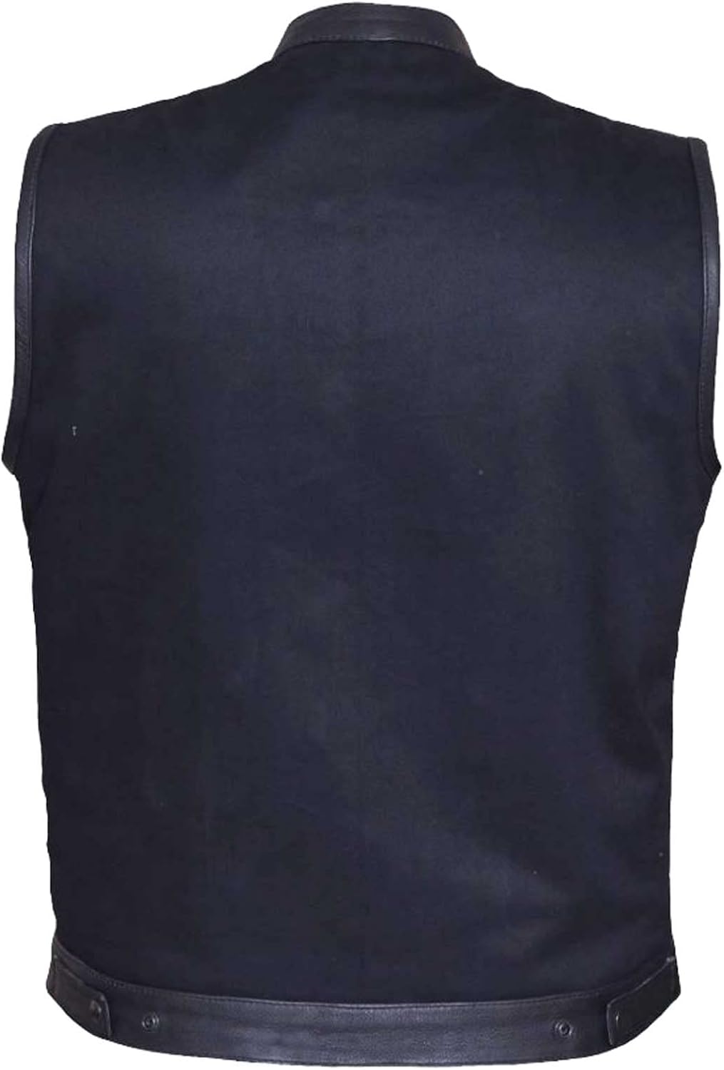 UNIK Men's Denim Club Motorcycle Vest w/Cowhide Leather Trim - Matte Black