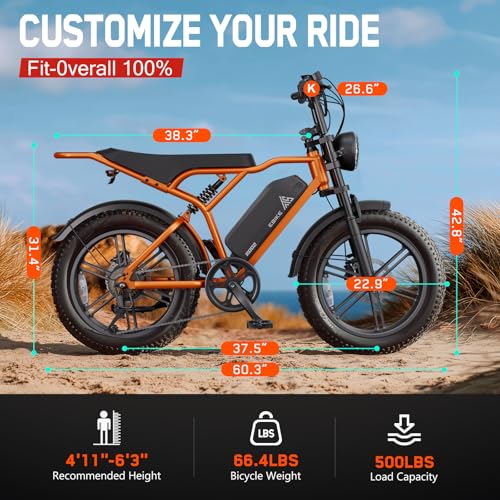 Image of TST Electric Bike for Adults 1500W Peak 20 inch Fat Tire All-Terrain E-Bike 60 Miles Electric Dirt Bike - 48V 15 AH Battery Electric Bicycle