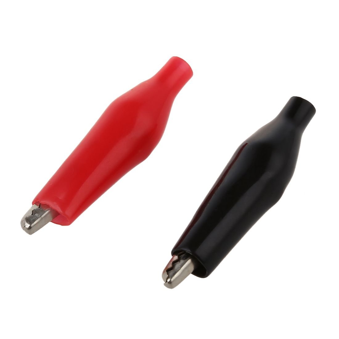 Janasiba(R) Lot de 20 pinces crocodiles 10 noires et 10 rouges recouvertes de plastique souple