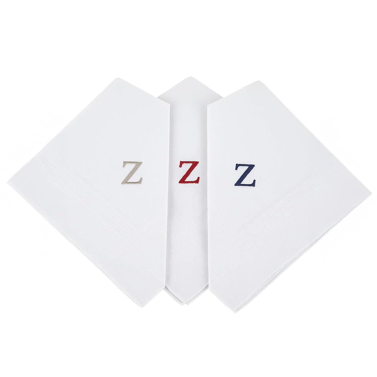 Initial Handkerchief for Men, Monogrammed Boxed 3 Piece Set,100% Cotton