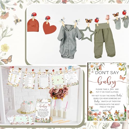 Image of Patelai 321 Pcs Lovebug Baby Shower Game Decorations Lovebug Baby Shower Decorations 5 Set Games Bingo Don't Say for 50 Guests Cute Clothespins for Gender Reveal Birthday Party