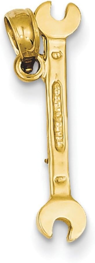 14k Yellow Gold 3-D Wrench Charm Pendant - 20mm