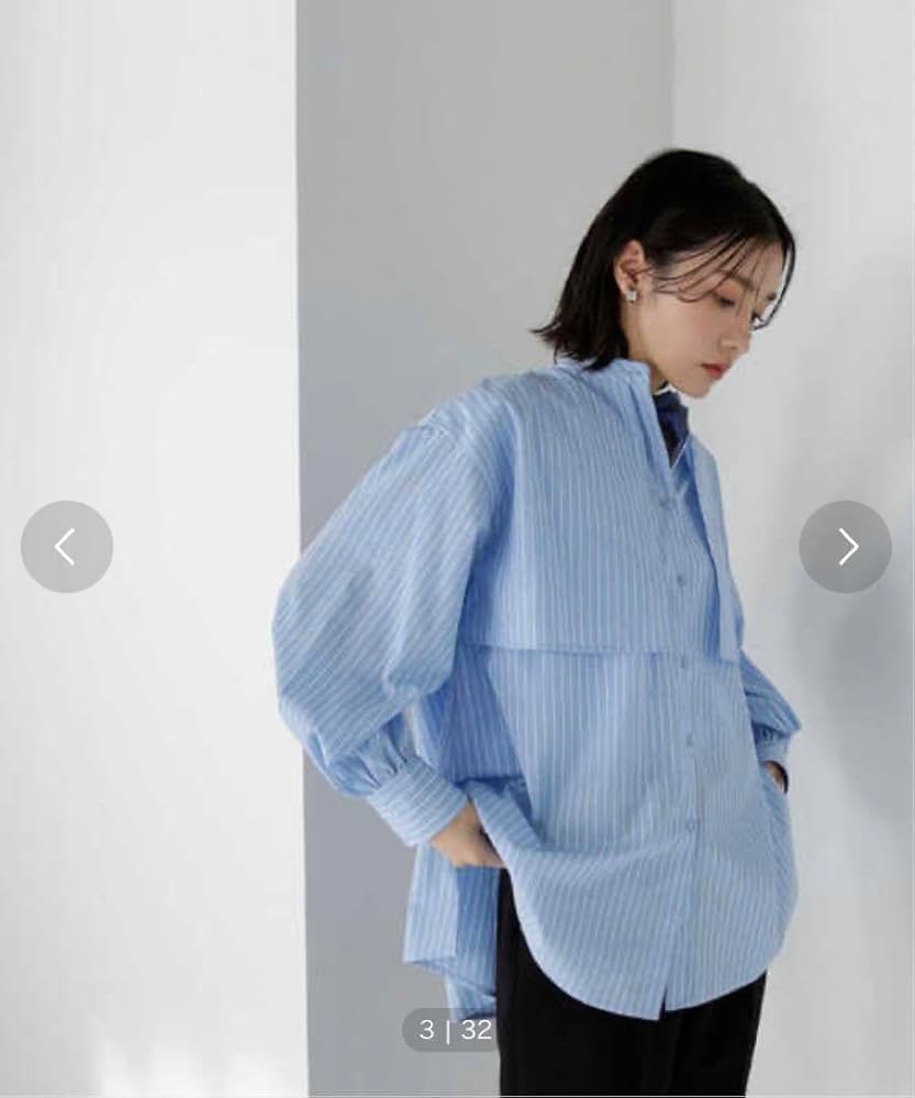 【新品】ナチュラルビューティーベーシック ストライプオーバーシャツ ブルー Amazon.co.jp: ナチュラルビューティーベーシック ストライプ