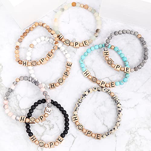 Image of RIAH FASHION Inspiration Engraved Bar Sparkly Crystal Bead Bracelet - Religious Christian Message Stretch Strand Cuff Bangle Lord, Amazing Grace, Philippians Bible