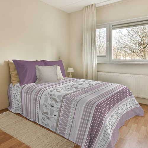 PENSIERI DELICATI Tagesdecke 170 x 280 cm, für Einzelbett, 100% Pique-Baumwolle, ideal als Überwurf für Einzelbett, Muster Baubu, Rosa… – Ansicht 1