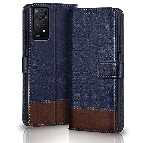 Image of TheGiftKart Flip Back Cover Case for Redmi Note 11 Pro /Pro Plus 5G | Dual-Color Leather Finish | Inbuilt Stand & Pockets | Wallet Style Flip Case for Redmi Note 11 Pro /Pro Plus 5G (Blue & Brown)