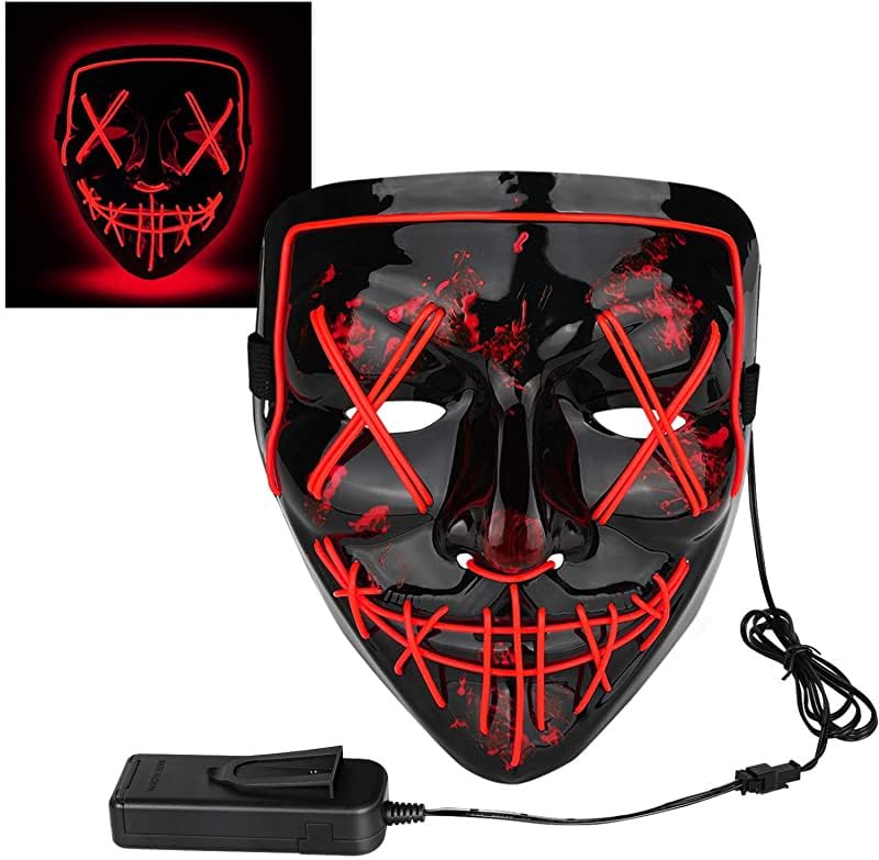 Image of Party Propz Horror mask for men - 1 Pcs, Ghost Face | hacker mask | horror face | devil Masks | Masks for party | light masks | Neon Party (Red)