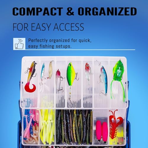 Image of 448-Pcs Fishing Lures Kit - Complete Large 3-Layer Tackle Box Set with Hooks, Weights, Bobbers, Pliers, Rigs, Leaders & Accessories for Men, Kids, Beginners, Gear gift choice for Fathers Day
