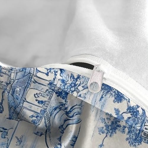 Housse de couette bleu et blanc oriental microfibre 220x240cm - 8