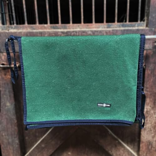 Image of All-Season Wool Cooler - Hunter Green (88 X 94) Oversized to fit All Horses. Speeds Drying After Baths and Gradual Cooling After Exercise.