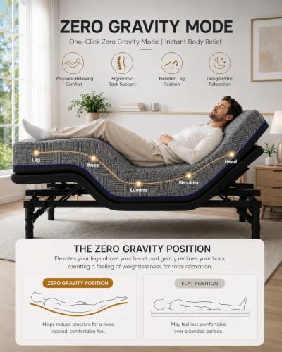 Image of Marsail Split King Adjustable Bed Frame with Mattress Set, Adjustable Base