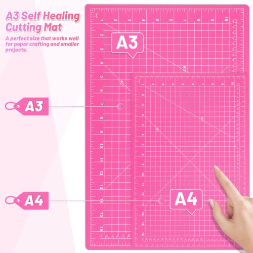 Image of anezus Self Healing Cutting Mat for Rotary Cutting, 17.8 inch x 11.9 inch, Pink