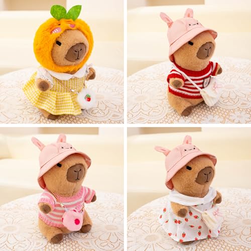 Image of Capybara Plush for Boys Girls Birthday Dress Up Cute Plushies,10 Pcs Set,9 Clothes and Accessories Kawaii Stuffed Animal Plushie Toy, Soft Peluche Doll for Kids 10.2 in