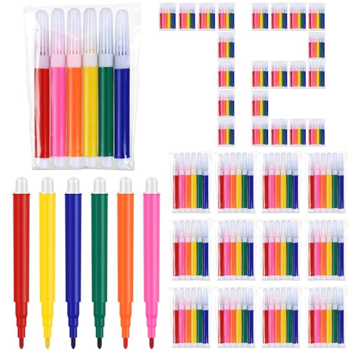 Watersay 72 Pcs Mini Markers Bulk Colored Pen 3.4 Inch Vibrant Colors Portable Short Colored Markers Assorted Multicolor Watercolor Marker Pen for Adult Office Supplies (6 Colors)