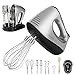 Produktbild Elektrische Handrührer, 10 Stück Handmixer Set, 5 Geschwindigkeiten 450Watt Handrührer*1, Schläger*4, Teighaken*2, Backspatel*1, Eiertrenner*1 und Stand-up-Design-Basis*1