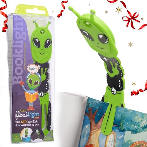 Image of Gifts for Readers & Writers Bookmark Reading Light Alien Green - 2in1 Clip On Bookmark Kids Book Light for Reading Night in Bed, Travel Cute Book Lights, Flexible 8 Lumen LED Lights for Books