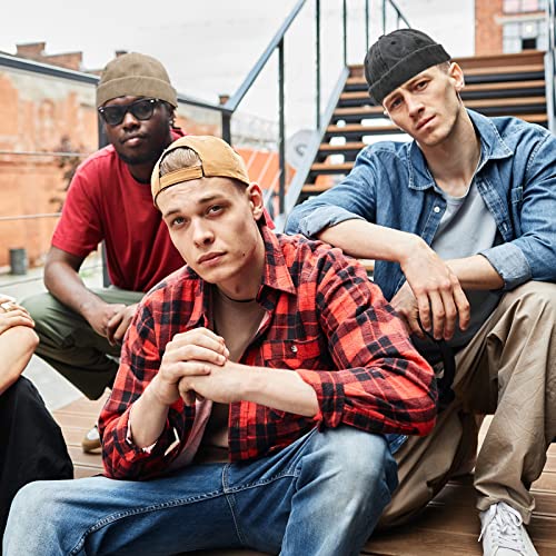 Image of Janmercy 8 Pcs Brimless Hats for Men Adjustable Skullcap Docker Hat Buckle Beanie Cap Wash Cotton No Brim Hats for Men Women