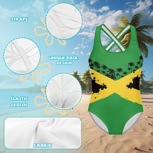Image of One Piece Swimsuit for Girls Kids Quick Dry Bathing Suit with Crossback Strap Summer Beach Swimwear Size 5T-14