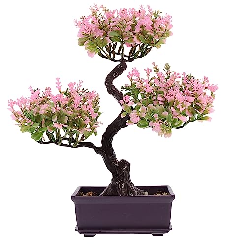 COHEALI Planta artificial en maceta realista árbol de plástico bonsái árbol falso bonsái artificial planta de plástico en maceta artificial bonsái cedro zen jardín planta falsa al aire libre oficina
