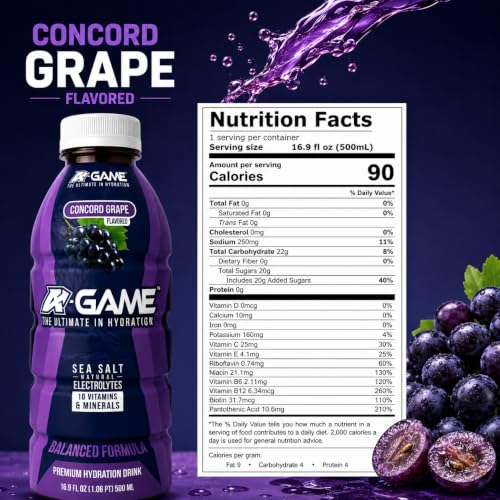 Image of A-GAME Electrolyte Drink, Concord Grape Flavor, 12 Pack