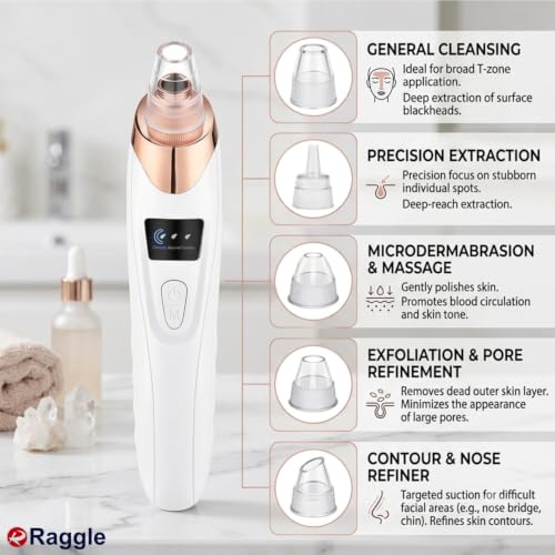 Raggle 5 in 1 Blackhead Remover Vacuum for Face Device with Multiple Heads, Blackhead Whitehead Removal Vacuum Device for Men & Women thumbnail 10