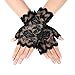 Fingerless Lace Gloves for Women Tea Party Black Short Lace Gloves for Bridal Prom Wedding Dinner Party Funeral Cosplay Halloween(Black)