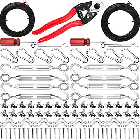 SMART RSQ Bundle of (2) Outdoor String Lights Hanging Kit 170FT + (2) Stainless Steel Cable Cutter 7.5" Cover