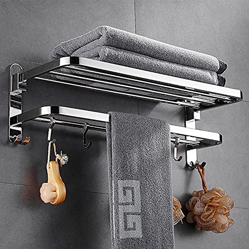 Étagère à serviettes Om pliante argent pour optimiser les petites salles de bain