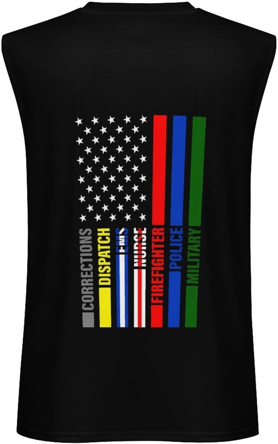 Thin Line Flag Public Workers Men Summer Sleeveless Crew Neck Top 5XL
