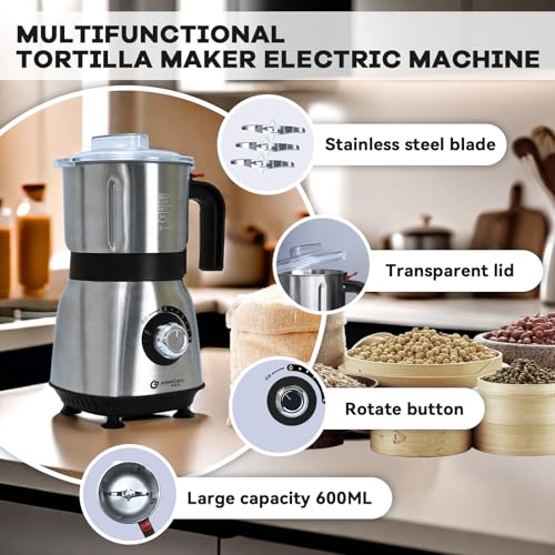Image of Electric Spice and Nut Grinders - 3 Stainless Steel Blades, 1 Filter, 1 Brush - 500W Grinder for Kitchen Dry Use (Black)