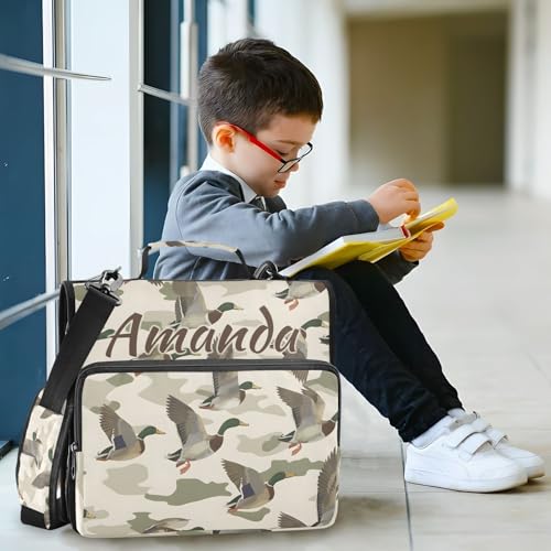 Image of Custom 3 Ring Zipper Binder Wild Duck Camouflage Personalized Name 1.5 inch Binders Large Capacity Multi Pockets for School Office Supplies