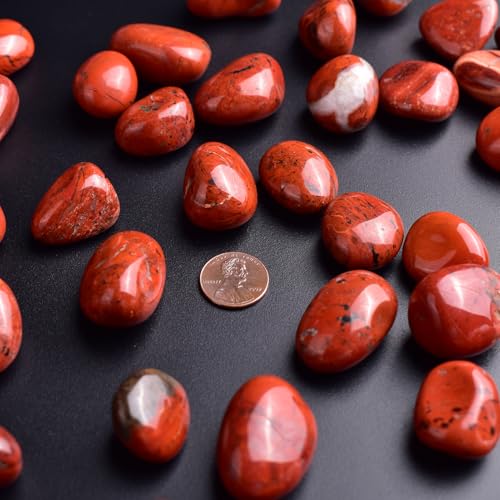 Image of Polished Stone Set Red Jasper Crystals, 0.8 inch Handpicked Tumbled Gemstones Rocks, Pebbles for Reiki, Chakra, Healing, Home Decor