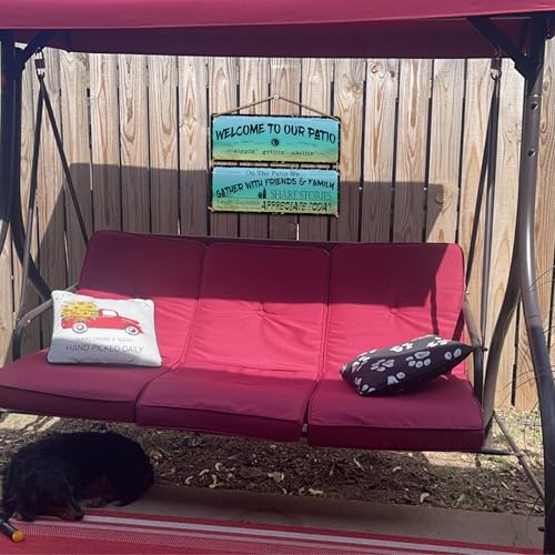 flinelife Metallschild mit Aufschrift \Welcome to Our Patio\, 40,6 x 15,2 cm, Outdoor-Dekoration für Terrasse, Veranda, Pool, Outdoor-Wanddekoration