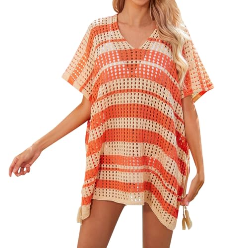 Vestido de diosa griega para mujer, camisa de playa de punto con corbata para vacaciones de verano, vestido blanco, encaje, verano, naranja, talla única