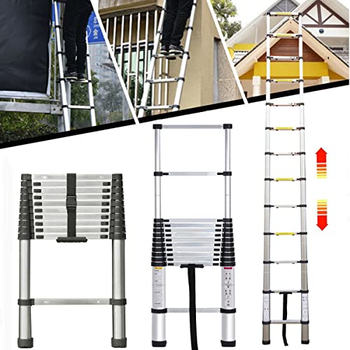 Escalera telescópica de 3,2 m multiusos plegable de acero inoxidable escalera...