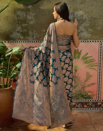 Image of SIRIL Women's Kanjivaram Soft Silk Saree Pure Silk Saree With Unstitched Blouse Piece
