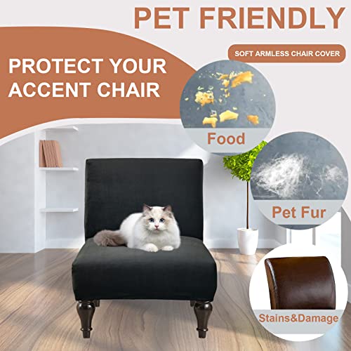 Image of Eco-Ancheng Armless Chair Slipcover Removable Armless Accent Chairs Covers Washable Armless Slipper Chair Slipcover Printed Armless Chair Furniture Protector Covers for Living Dining Room Hotel