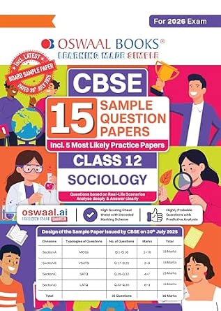 Oswaal CBSE 15 Sample Question Papers Class 12 Sociology for 2026 Board ...