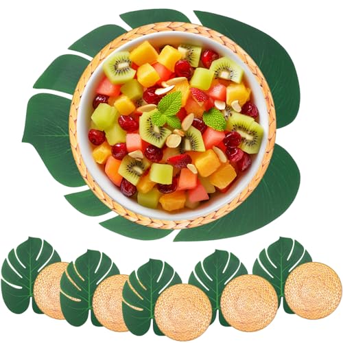 Gandeer 100 Pcs Havana Night Party Luau Placemats and Palm