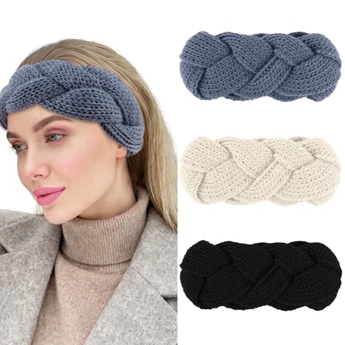 Ondder Winter Headbands for Women Braided Knit Soft Wide Crochet ...
