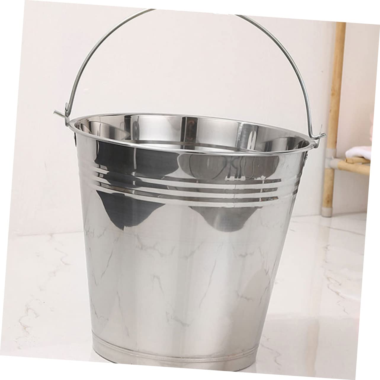 OUNONA Cubo de Acero Inoxidable 304 Construcción Sola Pieza con Tapa y Asa con Gran Capacidad Capacidad 8l Cubo Multiusos para Leche y Agua