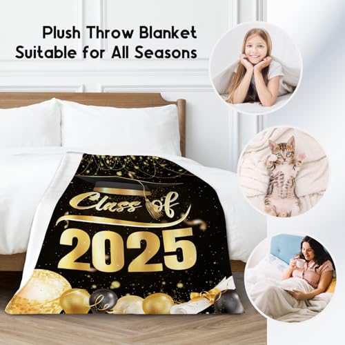 Graduation Blanket - Class of 2025 Graduation Gifts for Her or Him - 40"x50" Flannel Soft Throw Decorations - Senior 2025 Blankets for College, High School, Graduation Day