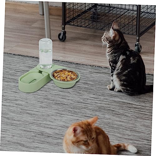 Double Cat Bowl with Automatic Water Dispenser for Convenient Pet Feeding Rotatable Corner Design for Cats and Dogs