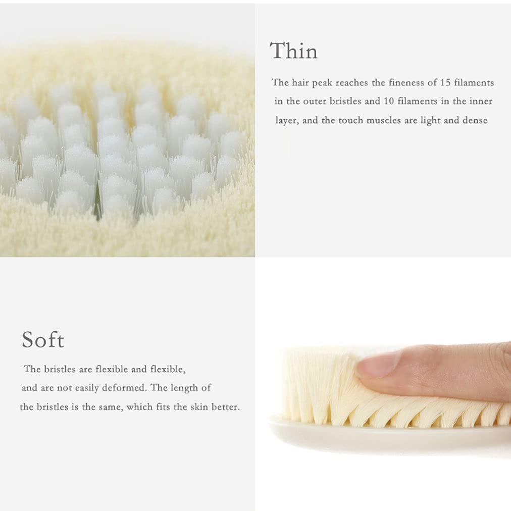 Toallitas de baño exfoliantes Cepillo Exfoliante para el Cuerpo de la Ducha Depurador de Espalda para Ducha Depurador de Espalda de Mango Largo con cerdas Suaves y rígidas, Toalla Exfoliante