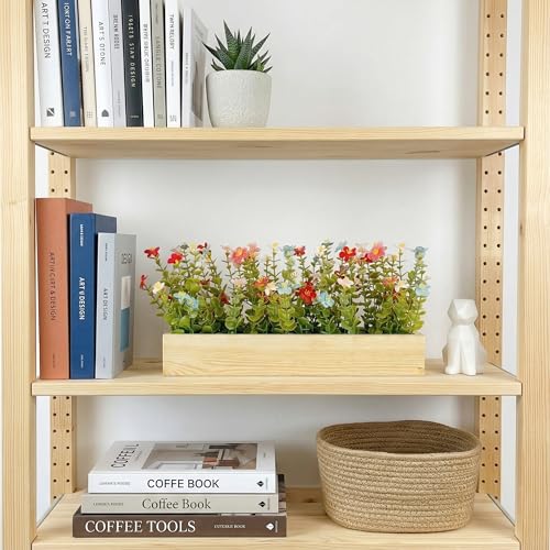 Image of Dekorly Artificial Fern Plant Arrangement with Wooden Planter (24 CM) | Premium Realistic Floral Decor for Table & Living Room | Stylish Indoor Decor for Living Room