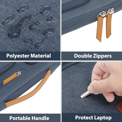 Image of MOSISO 360 Protective Laptop Case 14 inch, 14 inch Laptop Sleeve Compatible with HP Lenovo Dell ASUS Acer, HP, Dell Latitude, Lenovo, Side Open Carrying Case with 4 Zipper Pockets&Handle, Haze Blue