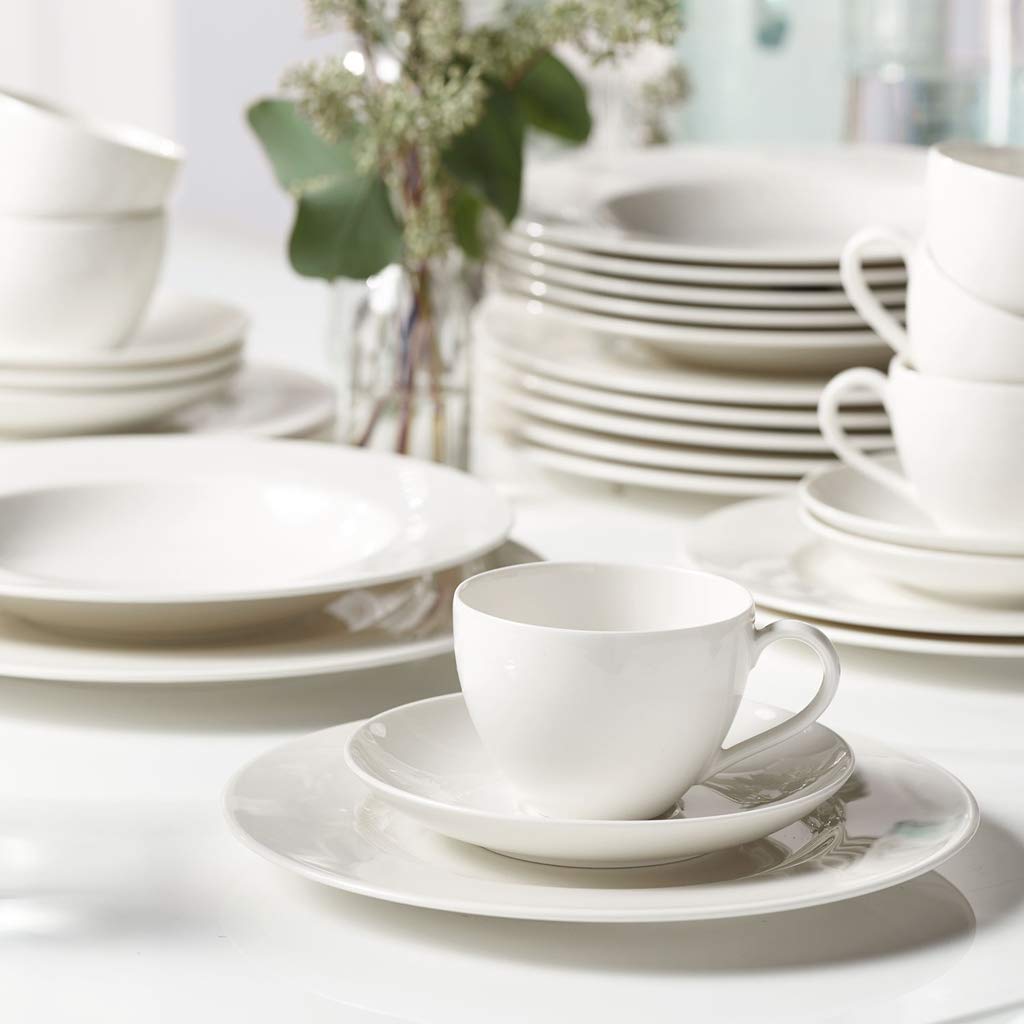 vivo - Villeroy & Boch Group - Basic White Juego Combinado 30 Piezas 6 Personas Blanco, Apto para Lavavajillas, Apto para Microondas, Juego de Vajilla, Platos, Porcelana Premium